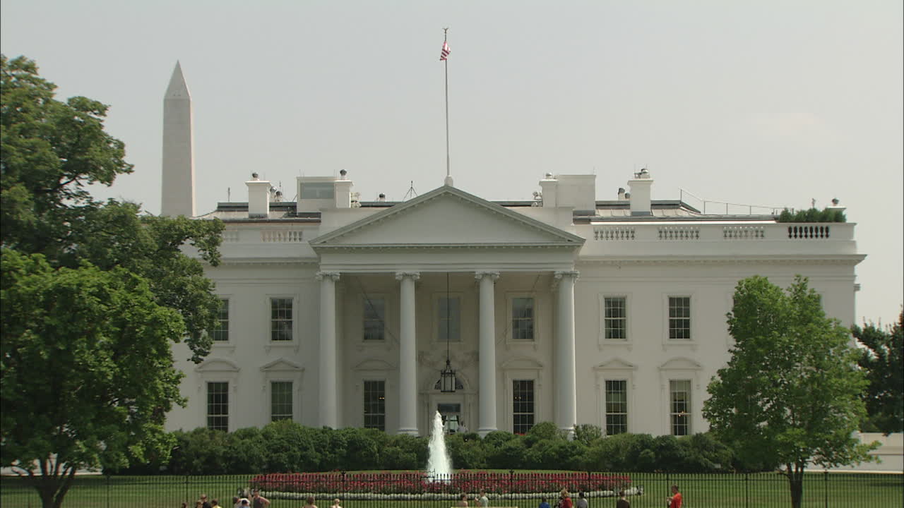 Tilt Down From Sky To White House, Washington D.C.