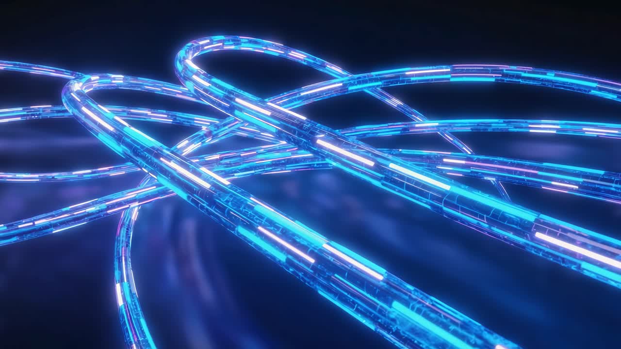 Glowing Fiber Optic Cables Abstract Digital Network Background