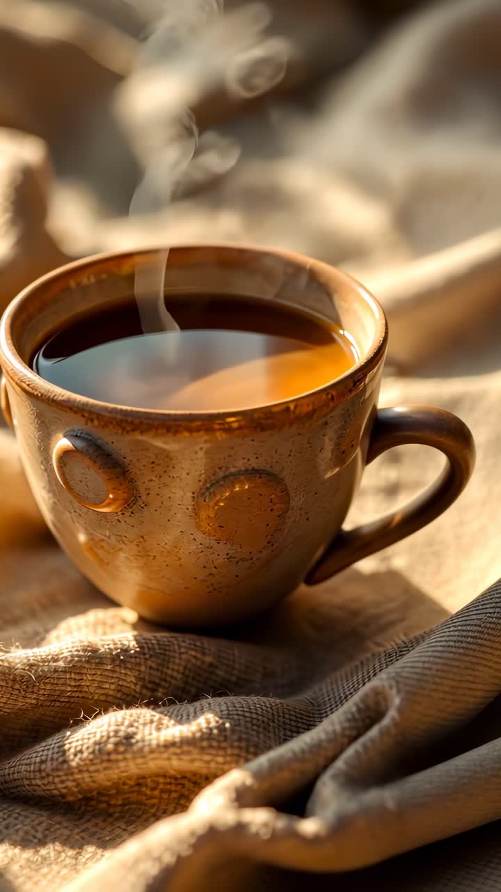 아침 빛에 따뜻한 커피 한 잔