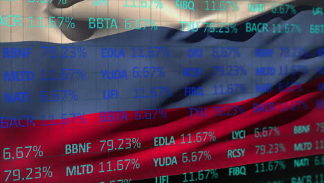 Animación-Del-Procesamiento-De-Datos-Financieros-Sobre-La-Bandera-De-Rusia.