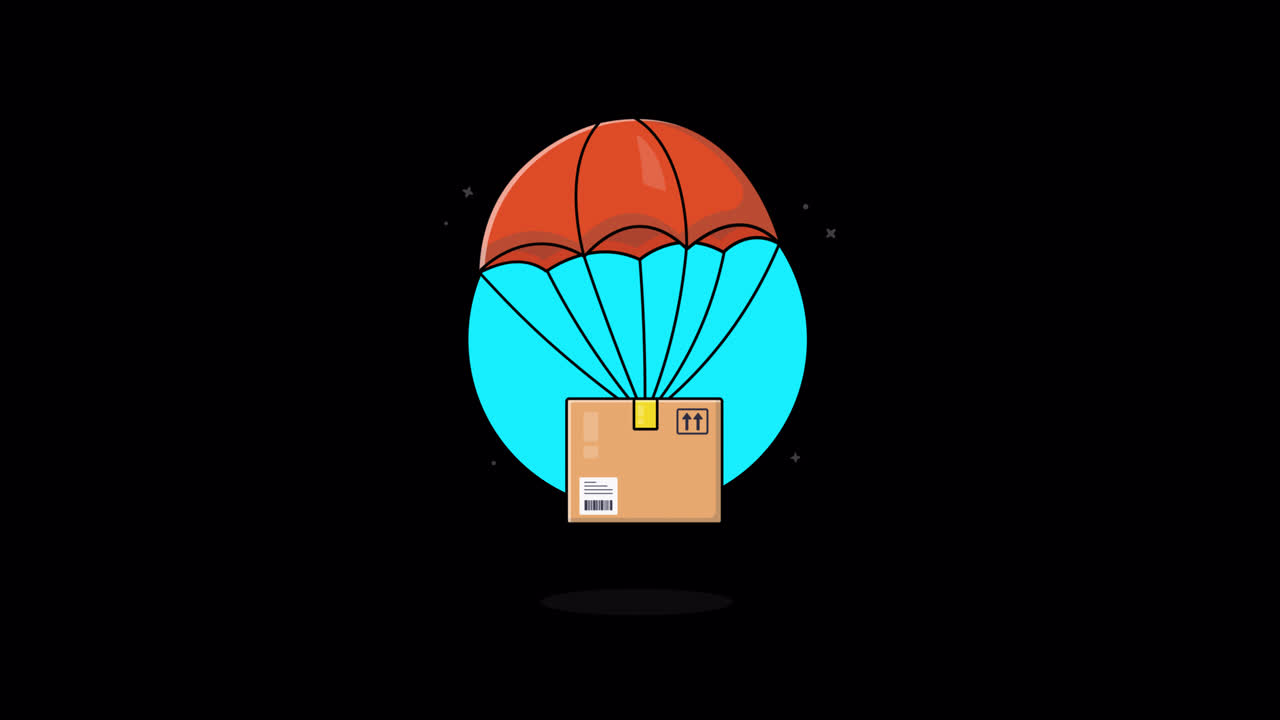 Animated Parachute Delivering a Cardboard Package
