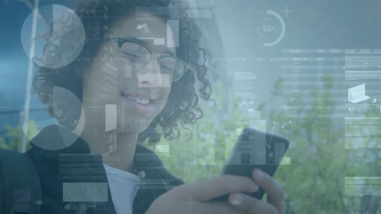 animación de estadísticas y procesamiento de datos financieros sobre el hombre utilizando teléfonos inteligentes