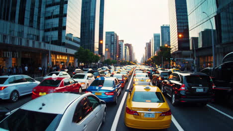 driving through city traffic during rush hour