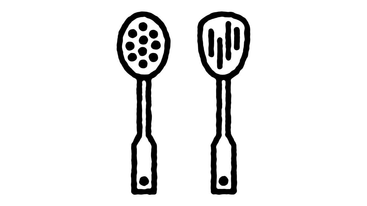 animación del icono de la línea de boceto del certificado de cocina