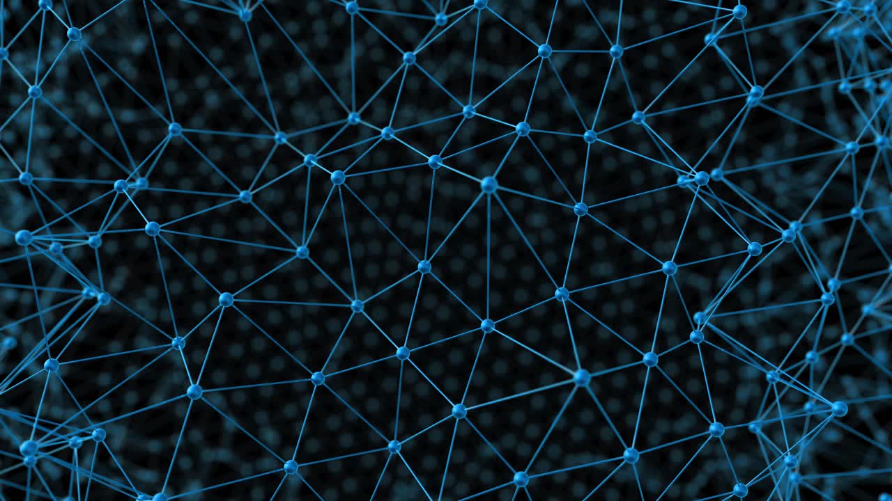 Chaotic Abstract 3D Network: Futuristic Technology in a Dark Blue Background