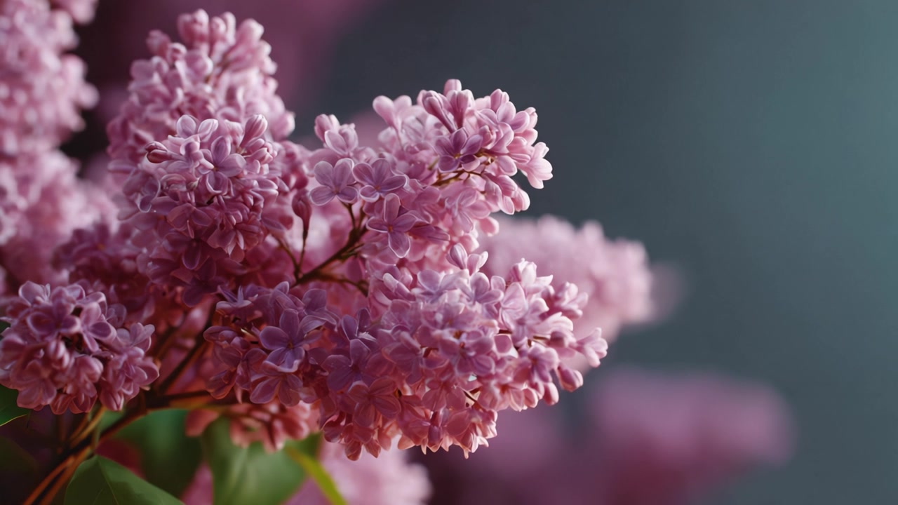 Bloeiende seringenbloemen vastgelegd in verbluffend detail, met hun delicate bloemblaadjes en weelderig groen blad tegen een zachte achtergrond voor botanische schoonheid