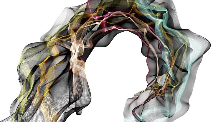 Fantastic animation with particle wave object in slow motion, 4096x2304 loop 4K
