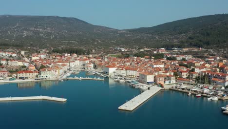 the beautiful cityscape of cres island and its portyard located in croatia