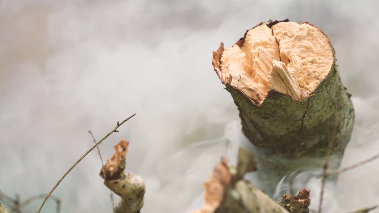 높은 가을 동안 나뭇가지의 모닥불