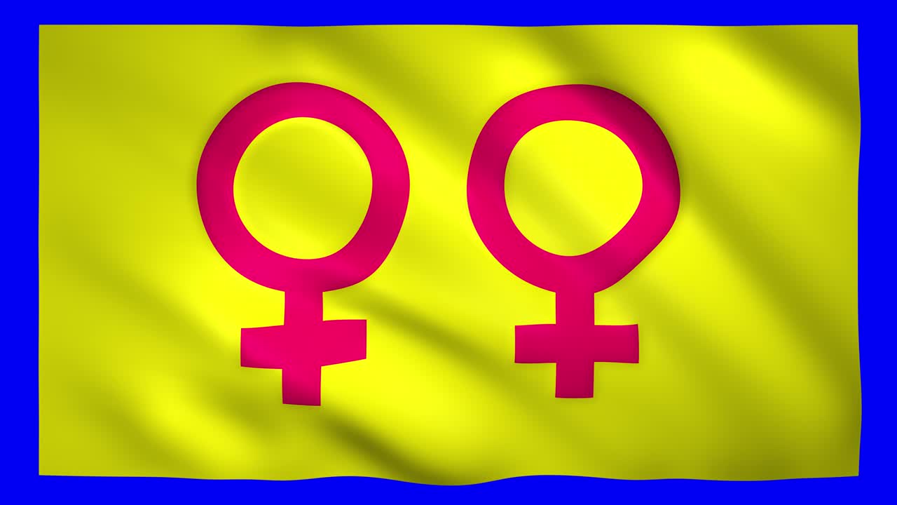 bandera con el símbolo del género lesbiano en pantalla verde para la tecla de croma