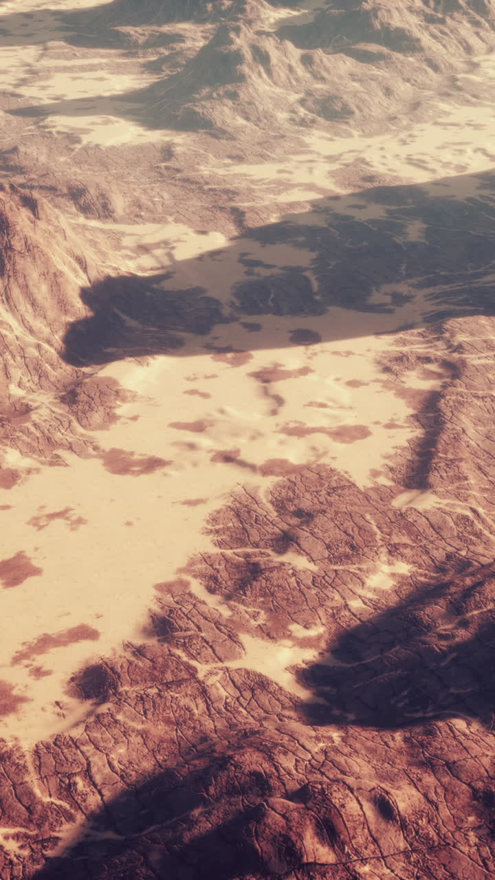Alien Desert Landscape: Aerial View of a Barren, Rocky Planet
