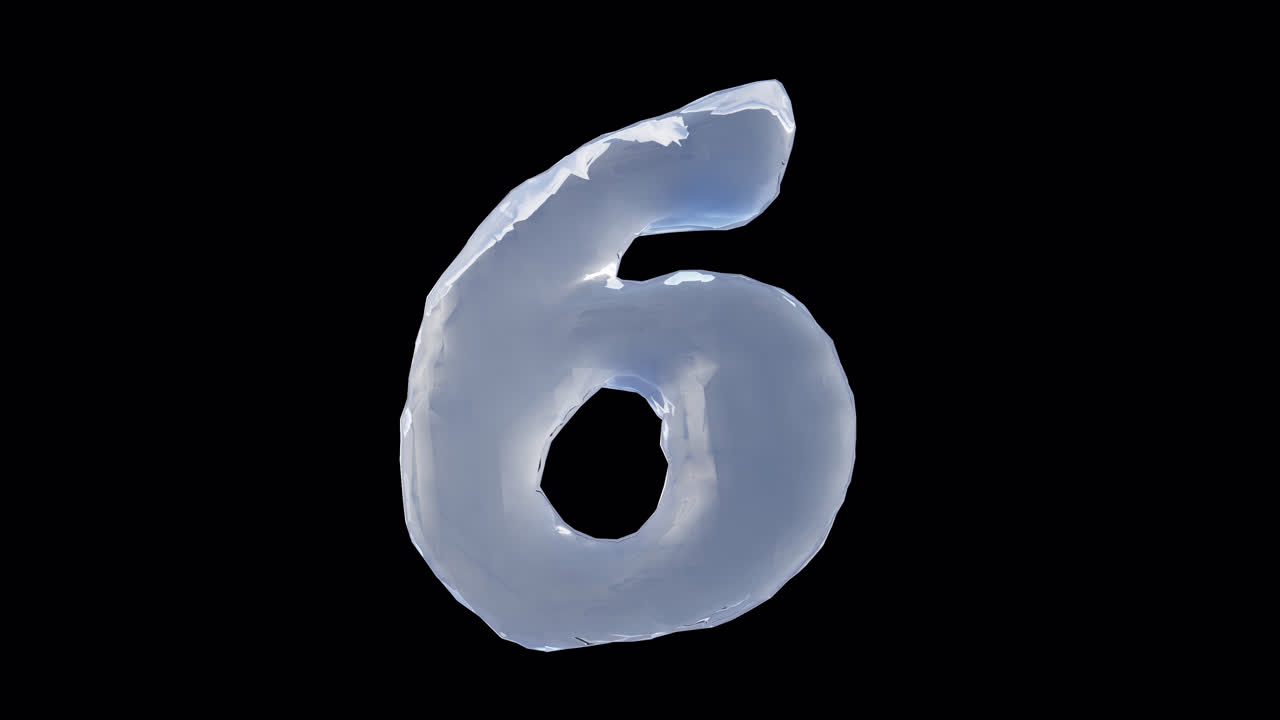 Numero liquido 6 su sfondo trasparente