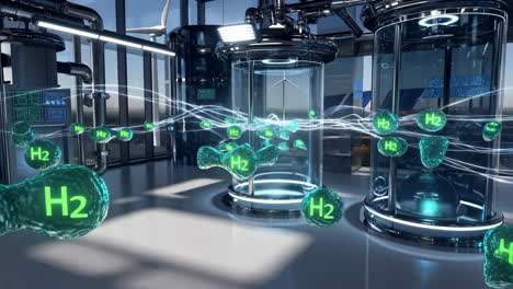 futuristic hydrogen production facility utilizing renewable energy