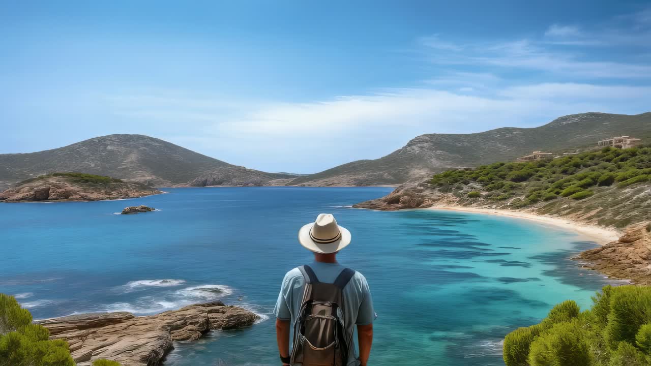 Man enjoying a scenic view of a beautiful beach and ocean