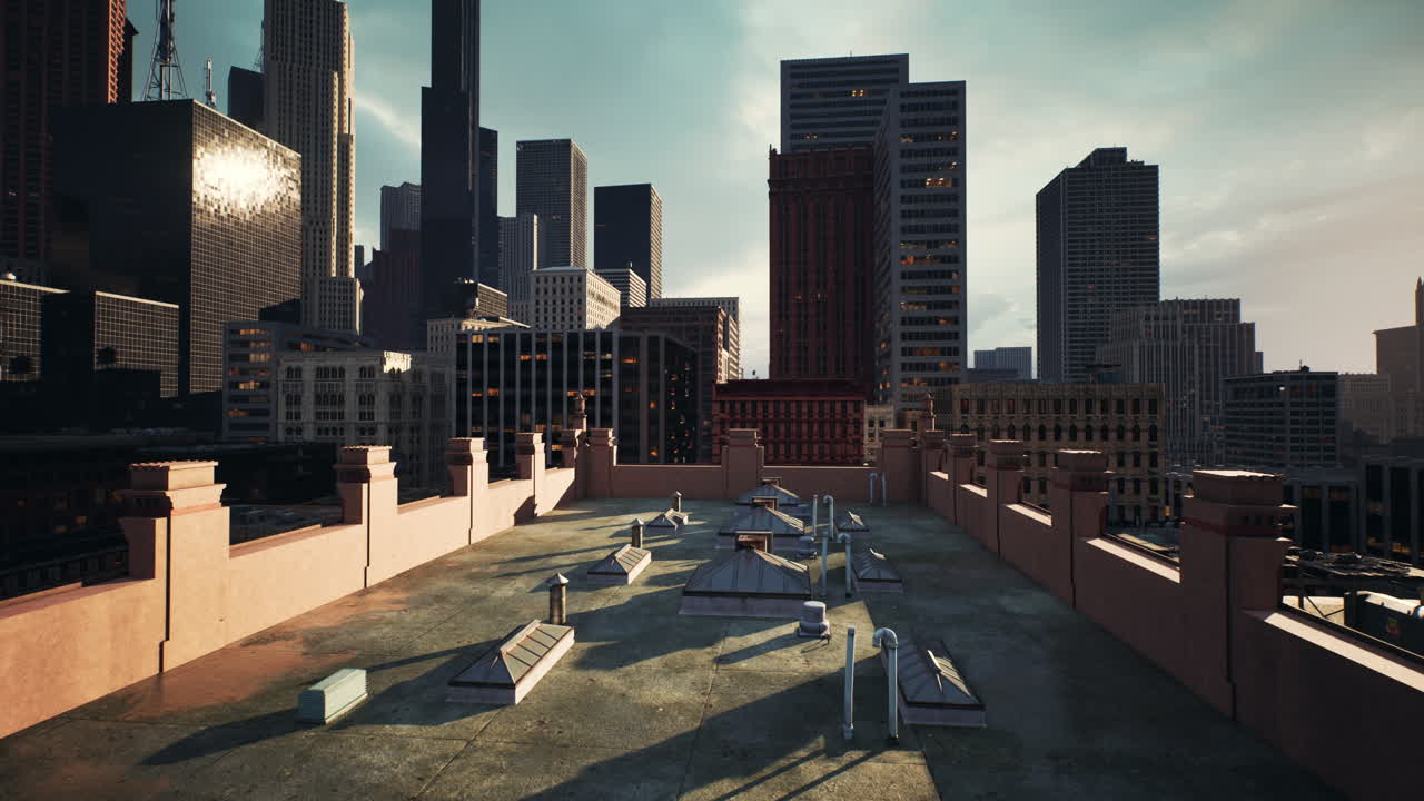 vista de la azotea de la ciudad al atardecer