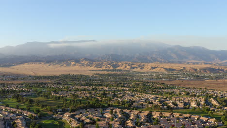 wildfire smoke of the apple fire in california national forest, aerial