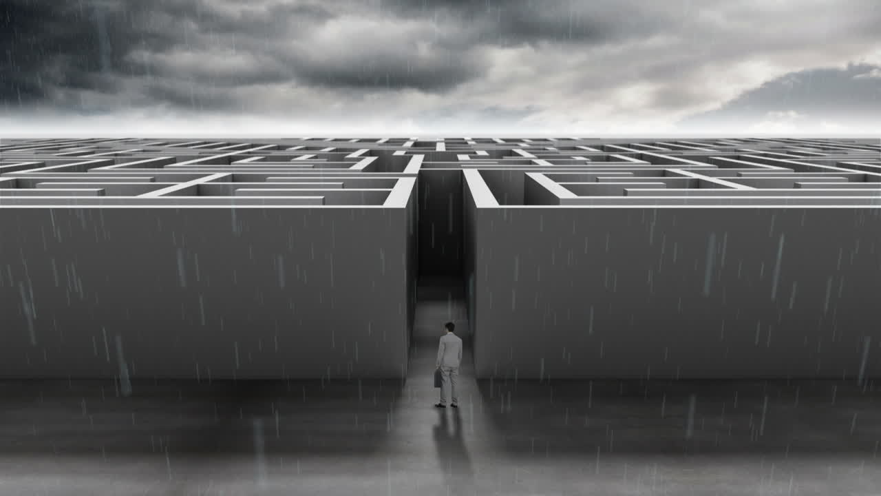 미로의 입구에 있는 사업가