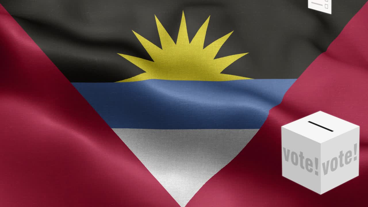 표는 선택을 위해 상자에 날아갑니다. - 발 앞에 있는 투표 상자. - 선거. - 투표. - 안티구아와 바르부다의 발. - 안디구아와바르부다 발의 높은 세부 사항. - 국가 발 안티구야와 바르브다의 파동 패턴. - 루프 가능한 요소. - 직물 질감과 끝없는 루