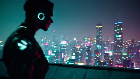 vista del paisaje urbano cyberpunk