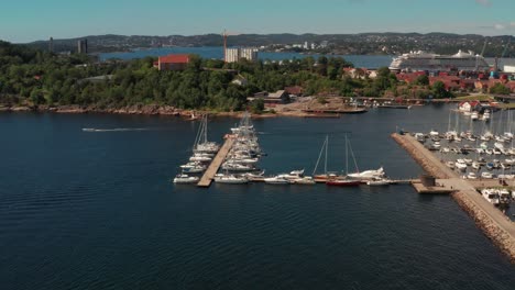 sailboats in harbour of kristiansand in norway