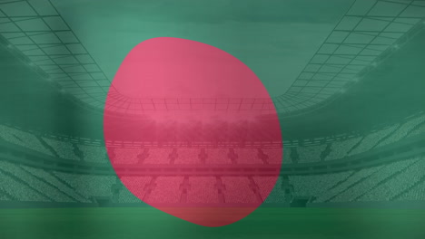 animation of flag of bangladesh over sports stadium