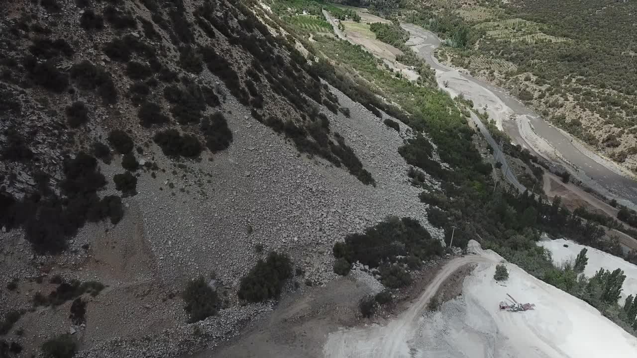 Aerial View of Maipo Canyon, Chile. Valley Under Andes Mountains