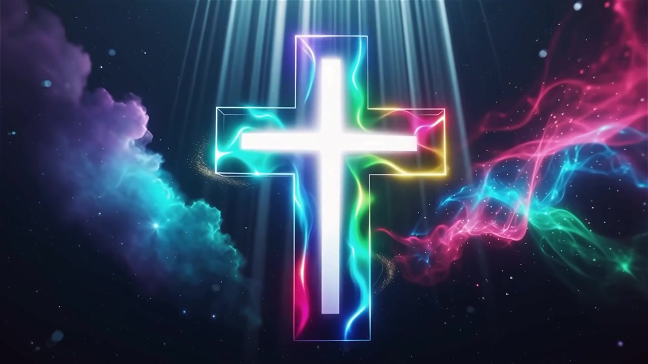 Christian Cross Heavenly Light Worship Background