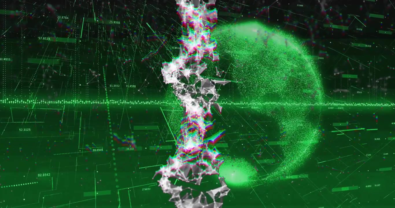 Waveform pulsing initiating central column thickening while green globe resolving for analytics
