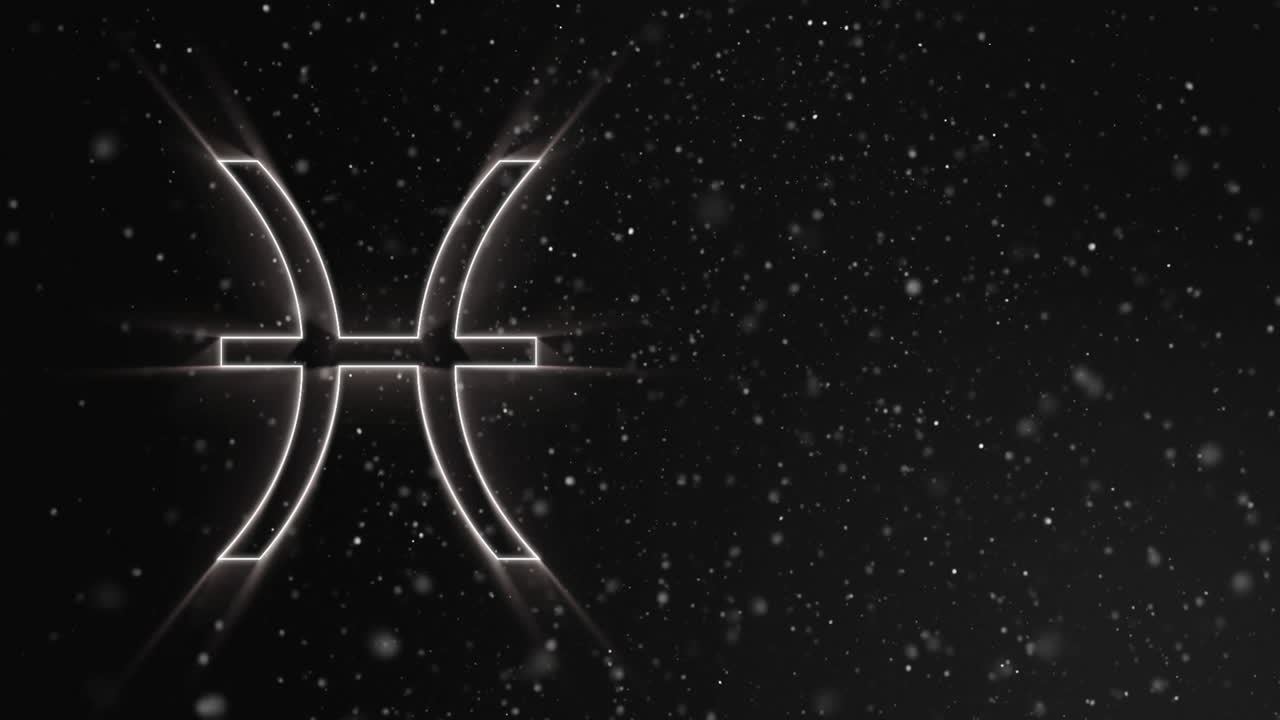 animación del signo del zodiaco de los peces en el fondo del cielo nocturno estrellado