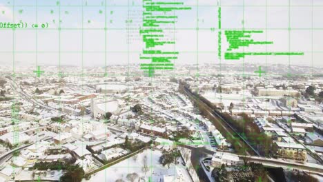 animación del procesamiento de datos sobre el paisaje urbano