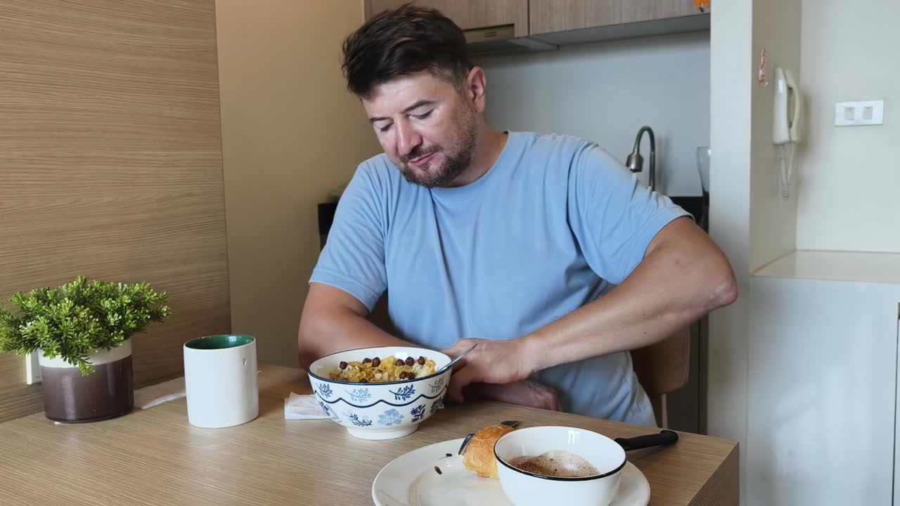 Man having breakfast