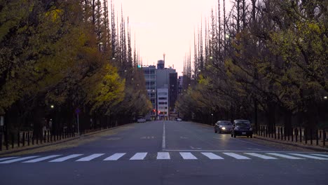 Calm-early-morning-scenery-at-Gaienmae-alley-in-Tokyo,-Japan