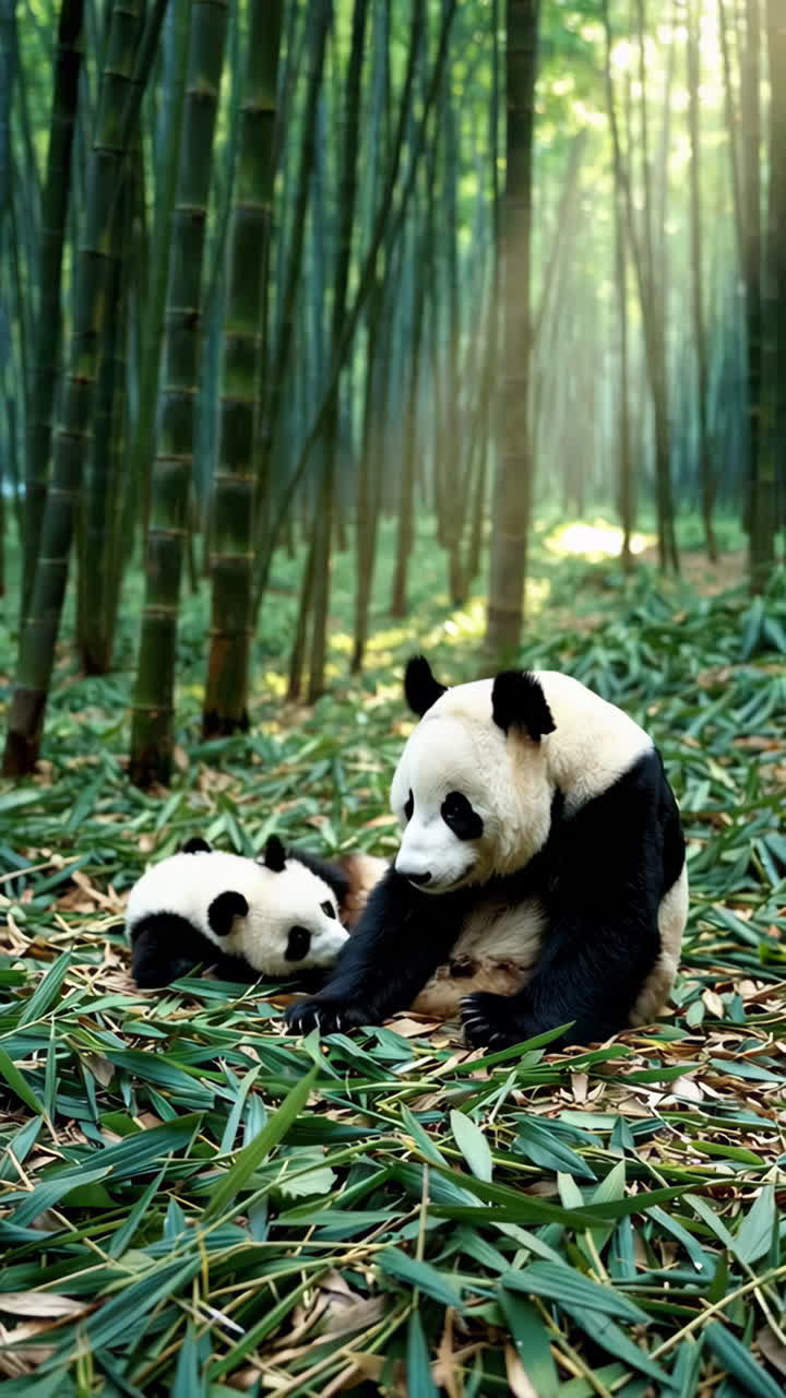Giant Pandas in a Bamboo Forest