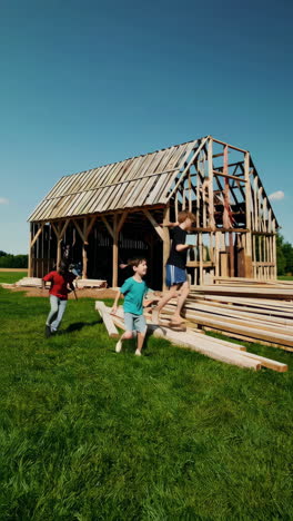 building a wooden shed: construction and children's play