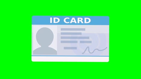 a hand presents a generic id card on a green background (flat design)