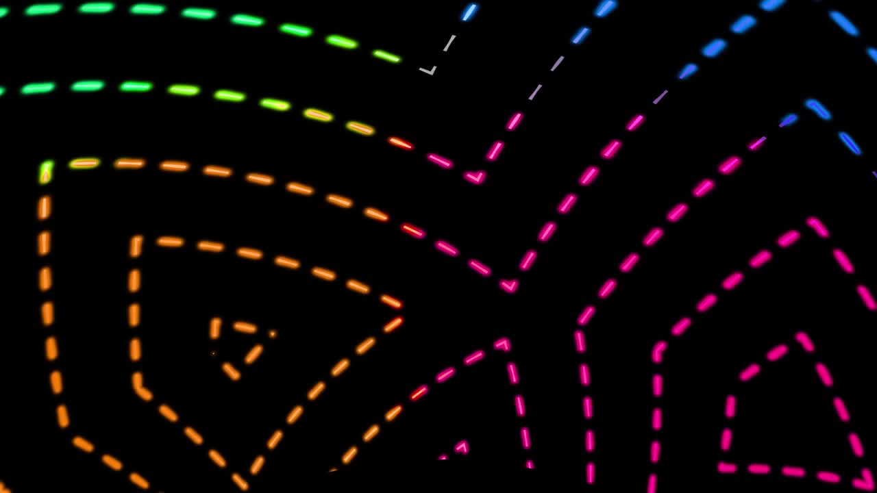 파란색 대시 라인 모션 배경, 추상적인 다채로운 네온 반이는 기하학적 대시