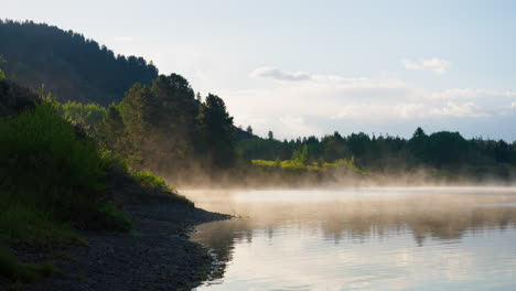 misty morning on the snake river in grand teton national park