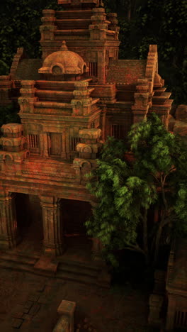 ancient temple ruins in a tropical jungle