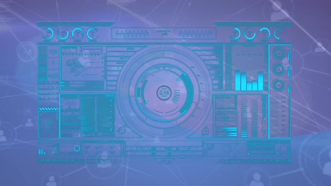 Animation of scope scanning with data processing over network of connections