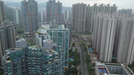 drone footage of tseung kwan o city, hong kong