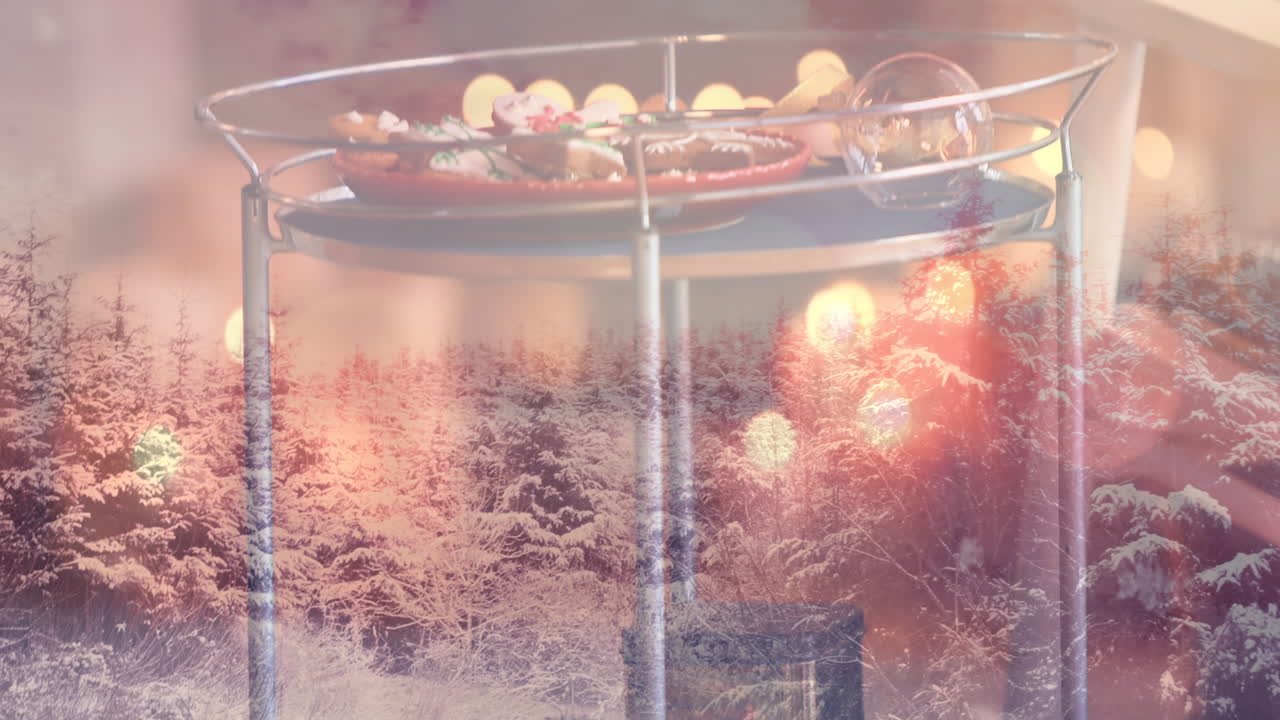 크리스마스 장식 위에 겨울 풍경의 애니메이션