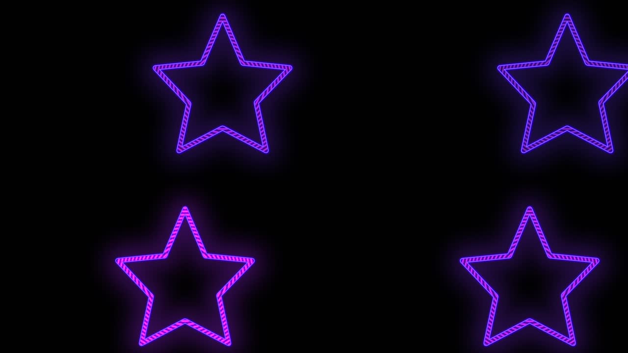 펄싱하는 네온 퍼플 라이트 5가 있는 별 패턴