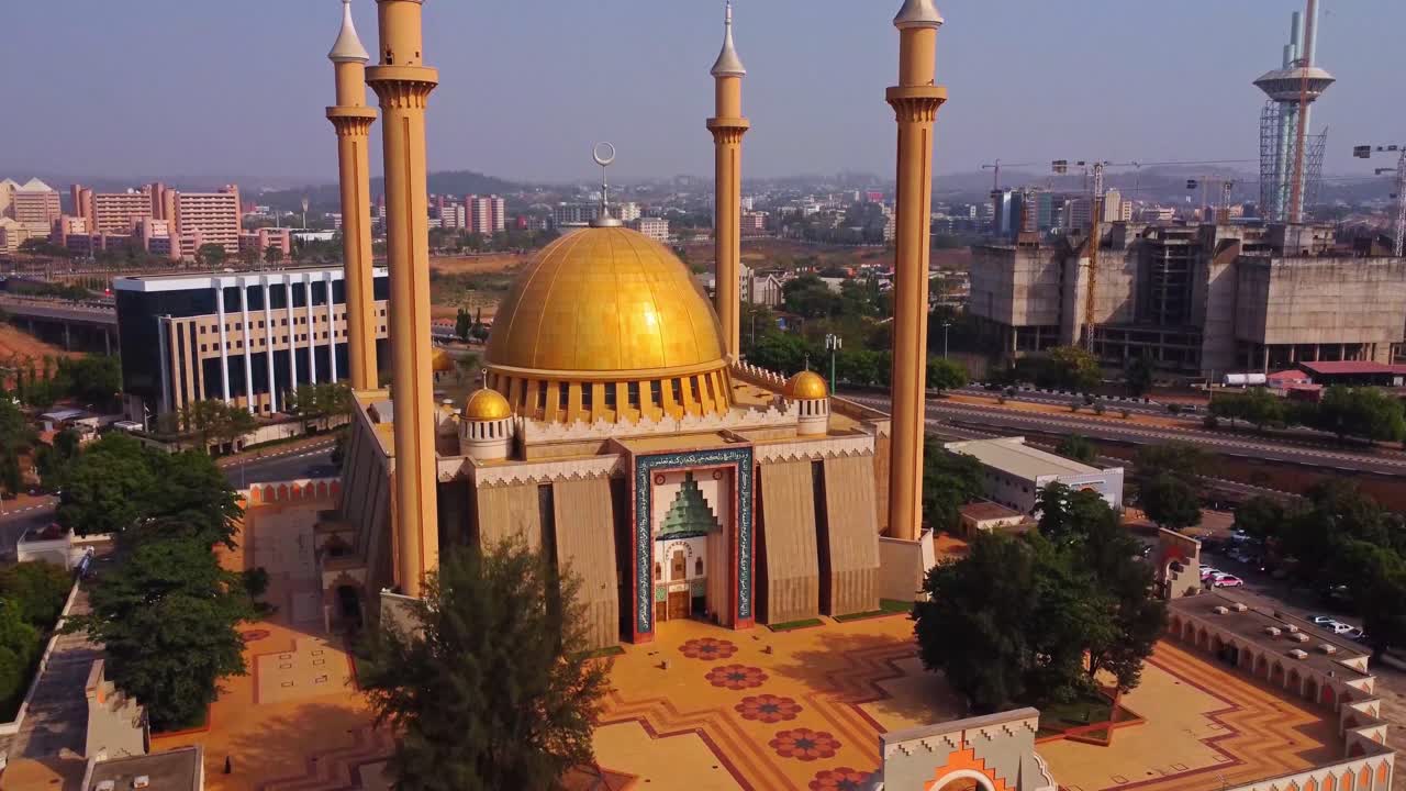 Beautiful aerial view of the Abuja National Mosque in the capital city of Nigeria, Africa