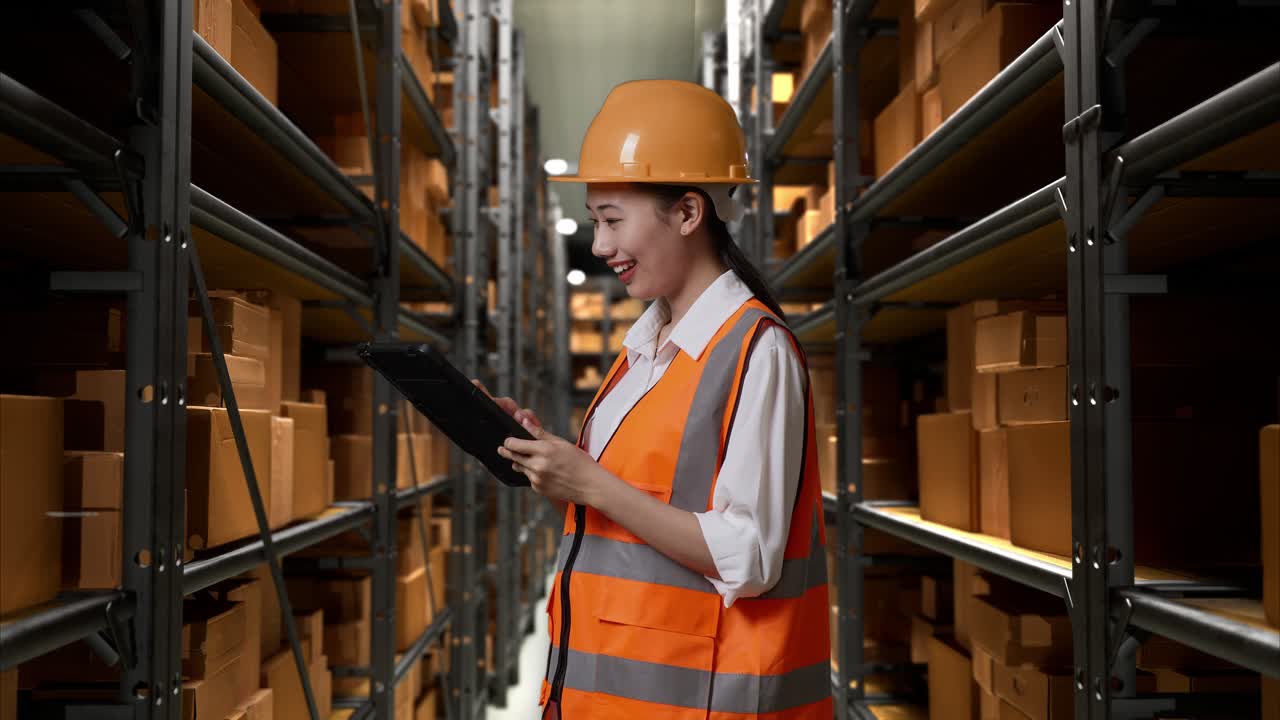 trabajador de almacén inspeccionando el inventario