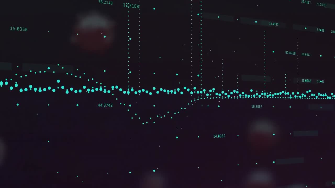 Animation of graph with numbers over floating infected cell against abstract background