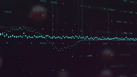 animación de un gráfico con números sobre una célula infectada flotante contra un fondo abstracto.