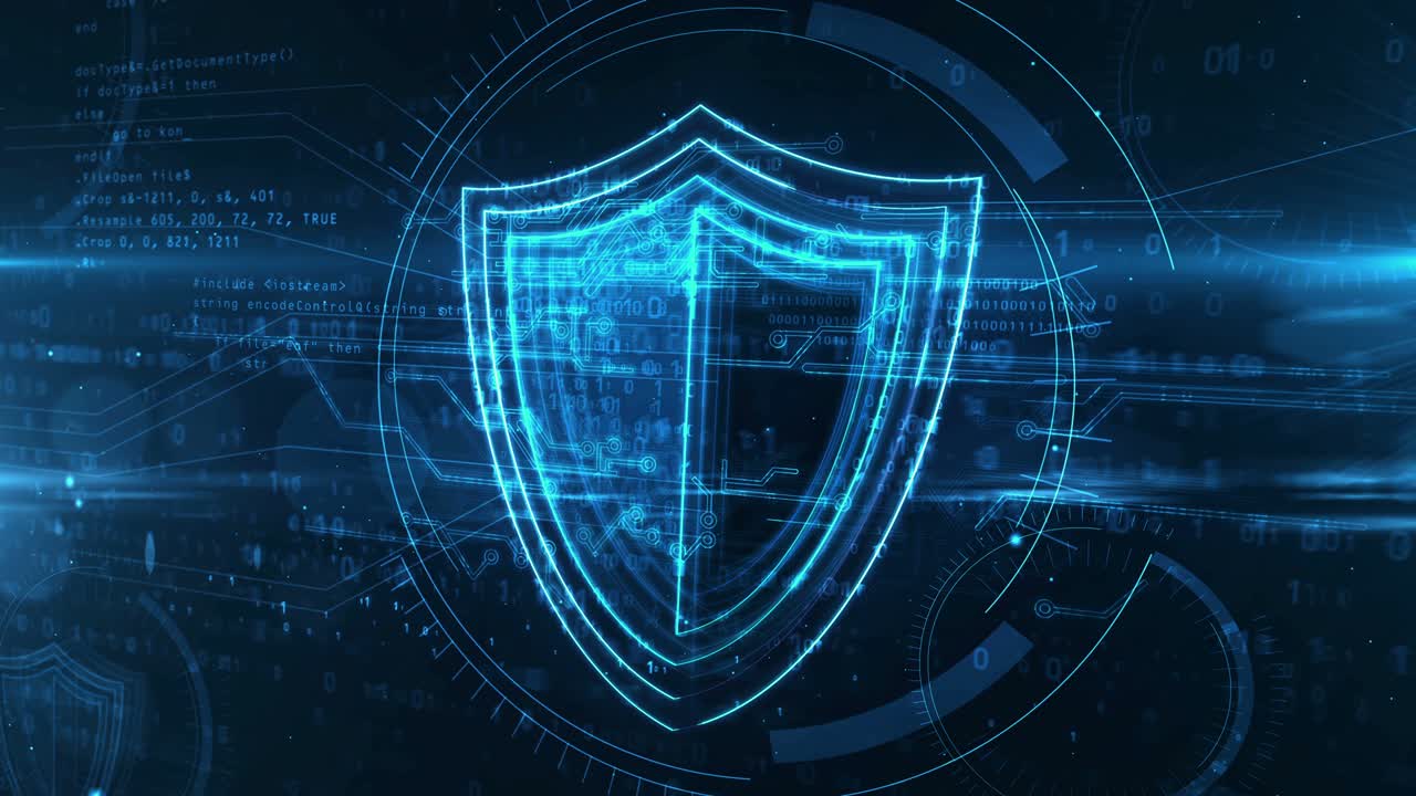 Shield cyber security symbol abstract animation