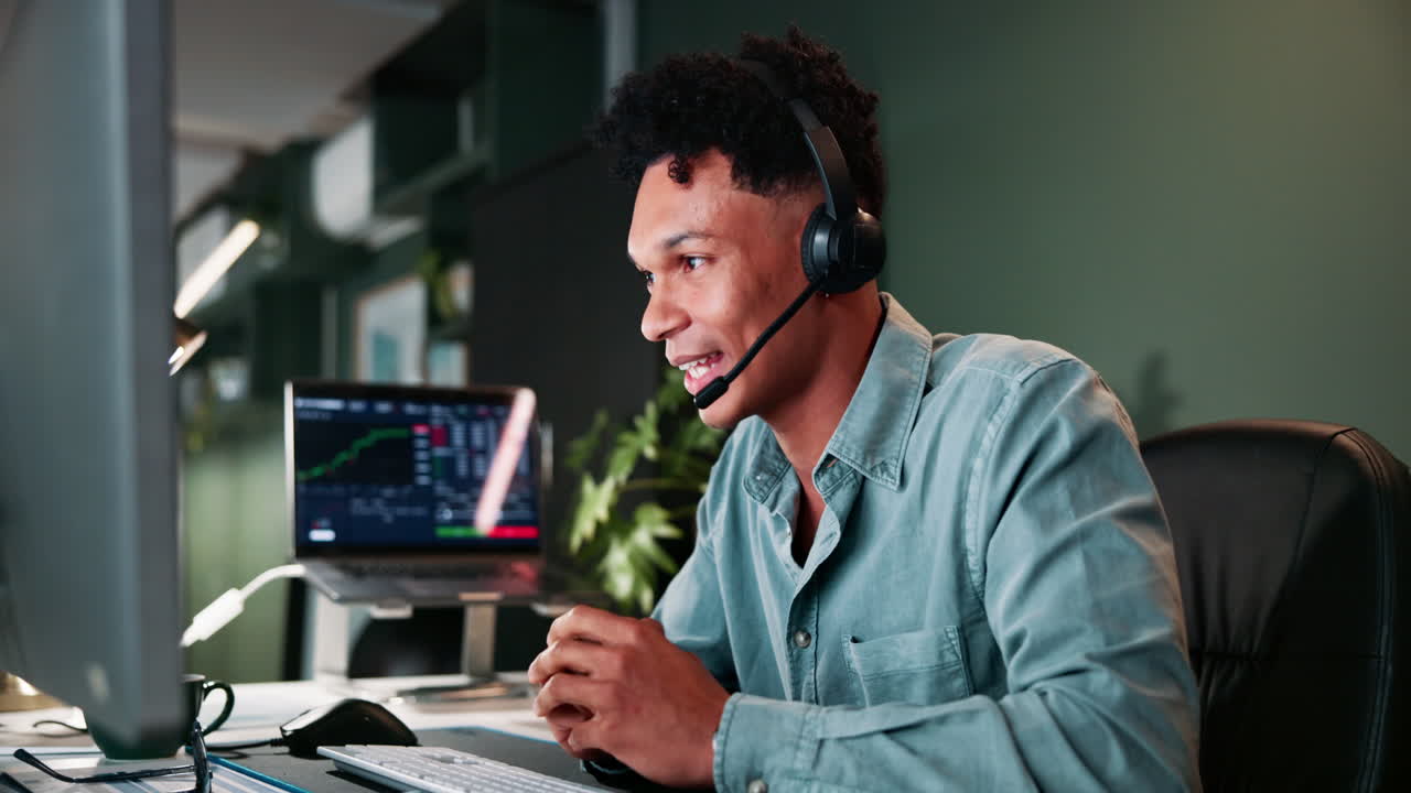 Smiling Businessperson Working in Office