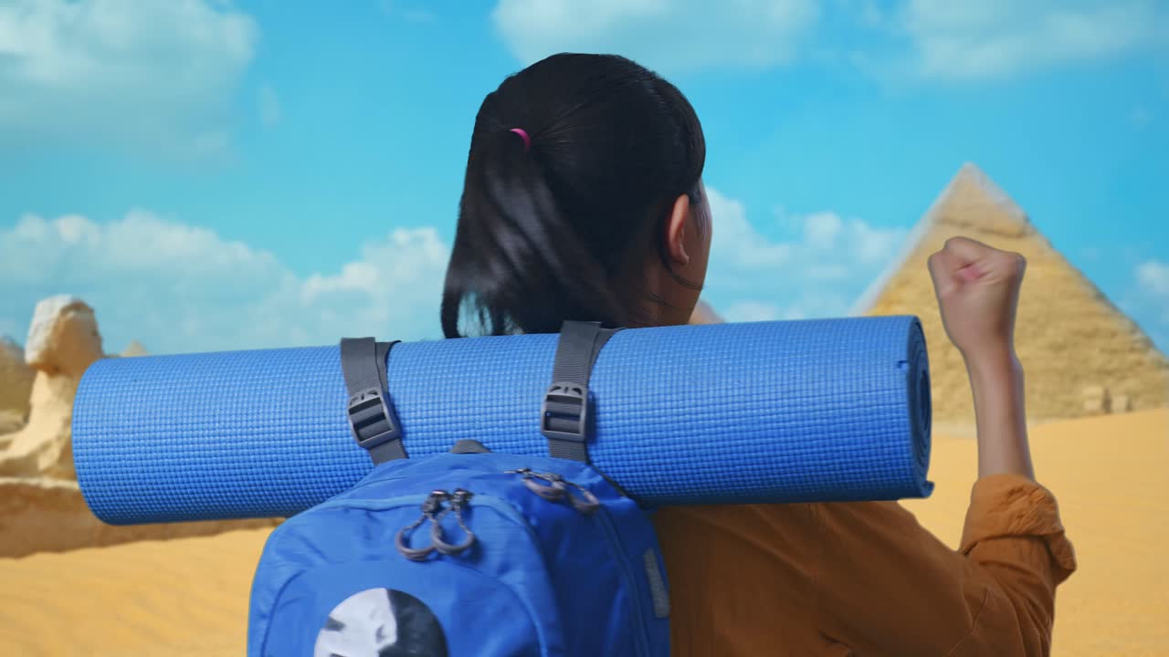 Excited Traveler in Egypt