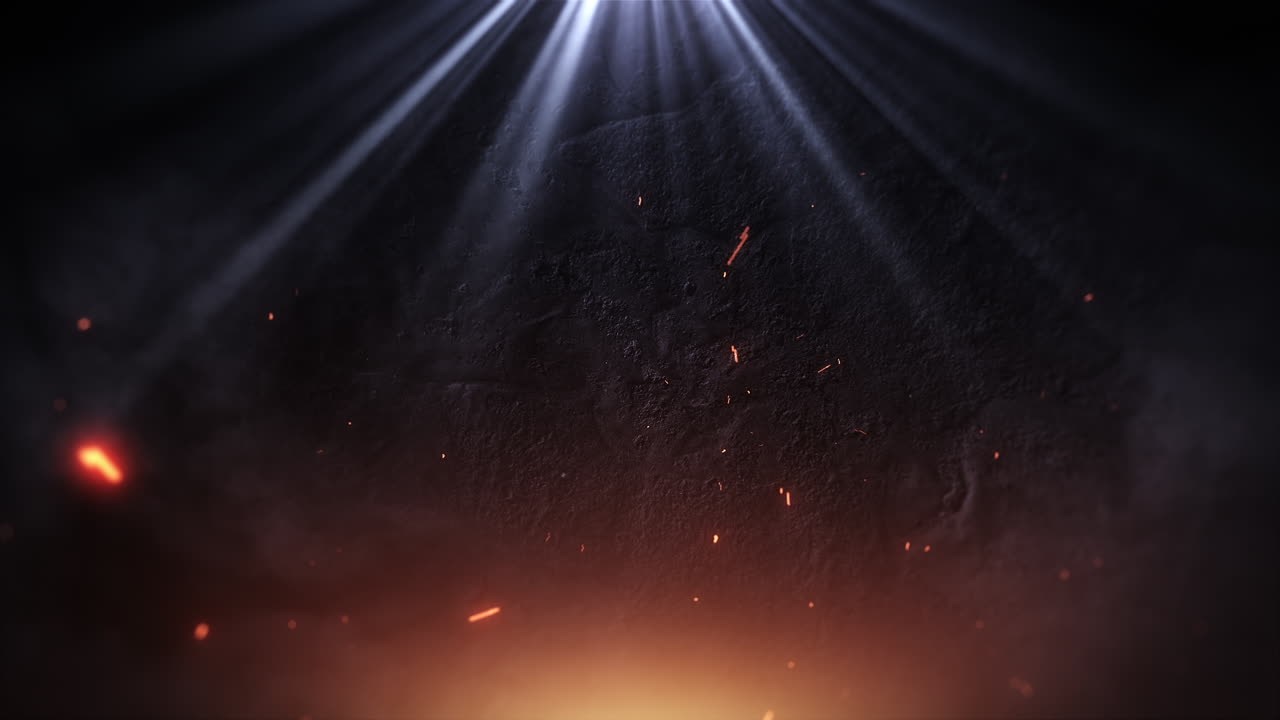 Atmospheric Light Rays and Embers on a Textured Dark Background